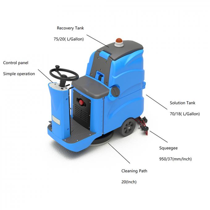 D7 Compacto Ride On Floor Scrubber Dryer Com Grande Tanque de Água E Longa Vida da Bateria 0